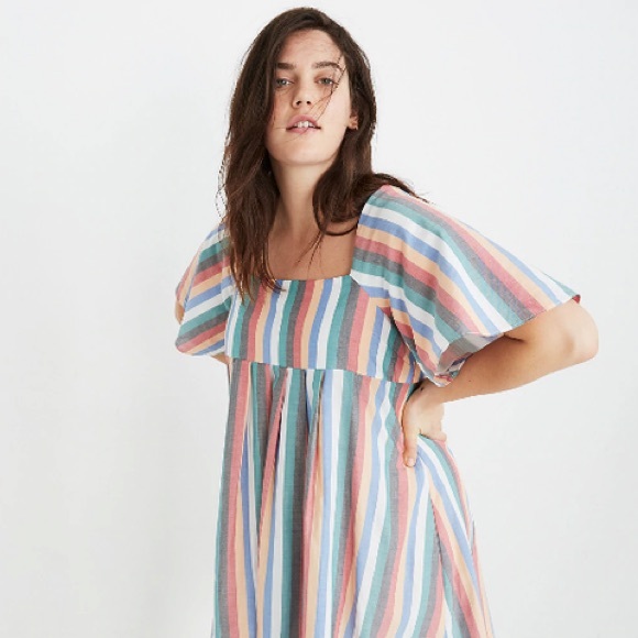 Madewell Dresses & Skirts - Madewell Square Neck Rainbow Stripe Dress size S